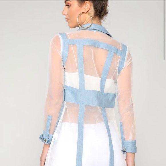 COPY - Mesh and Denim Trench Coat - Picture 2 of 4